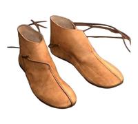 MANZH Renaissance Medieval Men's Ankle Boots Viking Knight Prince Shoes Vintage PU Leather Boots Short Flat Shoes Cosplay Pirate Costume Accessories,Brown,42
