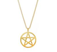 MANZHEN Gold Silver Supernatural Star Pentagram Pentacle Pendant Necklace Wicca Pagan Jewelry, Stainless Steel, No Gemstone