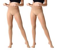 MANZI 2 Pairs 70 Denier Women's Tights Stretch Run Resistant Opaque Control Top Tights(2 Suntan, M)