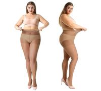 MANZI 20 Denier 4 Pairs Plus Size Pantyhose Brown Sheer Tights for Women XL