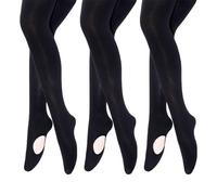MANZI 3 Pairs 40 Denier Dance Tights Girls Womens Convertible Stretch Transition Ballet Tights Black,Large