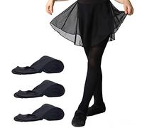 MANZI 3 Pairs Womens Girls Basic Convertible Transition Ballet Dance Tights 40 Denier, Black, XL