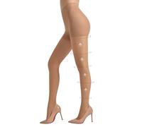 MANZI Compression Tights High Waisted Control Top Push Up Effect Slimming Pantyhose 1 Pairs Natural Nude S