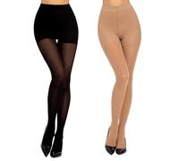 MANZI Compression Tights Women Firm Medium Energising Support Tights 50D Black+Natural XL