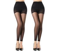 MANZI Footless Sheer Tights Tummy Control Light Support Body-Shaping Pantyhose Black M