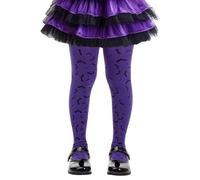 MANZI Girl's Halloween Bat Print Purple Tights for Girls Childrens Halloween Fancy Dress XL Age 8-10