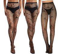 MANZI Halloween Tights Black Fishnet Skull Bat Spider Web Stockings Women Costume