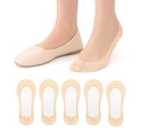 MANZI Invisible No Show Socks Women Ultra Low Cut Footsies Liner Socks 5 Pack Nude,M(UK 5-7)