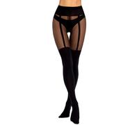 MANZI Mock Suspender Tights Plain Overknee Mock Hold Ups Tights