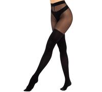 MANZI Mock Thigh High Look Tights Suspender Plain Curves Hold Up Stockings M-L