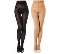 MANZI Oil Shiny Tights Women Seamless High Waist Glossy Pantyhose 2 Pairs Mixed L-XL