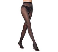 MANZI Sparkly Tights Women Shiny Lurex Tights Metaillic Fiber Shine Opaque Pantyhose 1 Pairs 50D Black/Silver,L-XL
