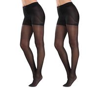 MANZI Tummy Control Top Pantyhose for Women Sheer Black Tights with Reinforced Toe High Waist Tights 40D Black M