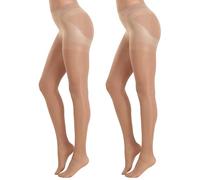 MANZI Tummy Control Top Pantyhose for Women Sheer Black Tights with Reinforced Toe High Waist Tights 40D Natural XL