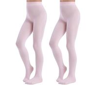 MANZI Ultra Soft Girls Dance Footed Tights for Ballet School Pink 4-6Y