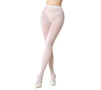 MANZI White Patterned Tights Knitted Lace Hollow Vintage Floral Fishnet Stocking Tights for Women Fan