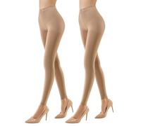 MANZI Women Footless Tights for Dance Ballet Black Tan 70 Denier(Light Toast,M)