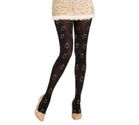 MANZI Women’s Christmas Tights Christmas Golden Bell Patterned Pantyhose 40D Black Holiday Stockings for Xmas Party