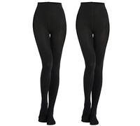 MANZI 2 Pairs 400 Denier Black Tights Women's Thermal Warm Fleece Opaque Tights(Medium)