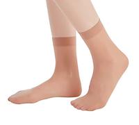 MANZI Women's Natural Nude (12 Pairs) Ankle High Sheer Pop Nylon Socks 20 Denier