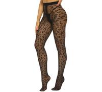MANZI Women's Tights Pattern Black Elastic Transparent Tights Dot/Leopard Print/Heart Pattern, Black (black-3), One size
