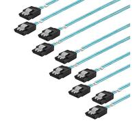 Manzlep SATA-III Cable:0.5M,5 Pack Thin SATA 6Gbps Cables, Straight Flexible 6Gbps Data with Locking Latch for SSD, HDD, CD, DVD Drives,Blue (1.6FT)