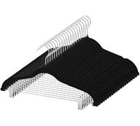 MANZOO 20Pack Black Velvet Pants Hangers with Clips, Non-Slip, Contoured, Textured Plastic, 16.85 x 7.95 inches