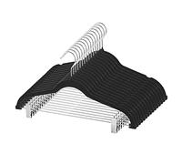 MANZOO 30Pack Velvet Hangers with Clips, Non-Slip, Contoured, Black, Plastic, Wood Finish, Perfect for Adult Clothes, 30PACK