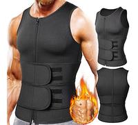 MAOAEAD Men Body Shaper Waist Trainer Sauna Suit Sweat Vest Tank Tops Double Belt Fat Burn Fitness Sauna Shapewear (Black,M)