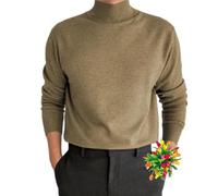 MAOAEAD Men's Cashmere Business Sweater, Basic Turtle Neck Jumpers Comfort Mock Turtleneck Long Sleeve Pullover Tops for Men (Khaki,2XL)