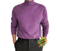 MAOAEAD Men's Cashmere Business Sweater, Basic Turtle Neck Jumpers Comfort Mock Turtleneck Long Sleeve Pullover Tops for Men (Purple,S)