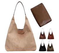 MAOAEAD Suede Tote Bag for Women, Slouchy Hobo Bag Large Capacity Shoulder Bags Stylish Vintage Top Handle Purse Handbag for Women (Beige)