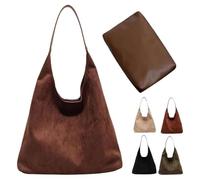 MAOAEAD Suede Tote Bag for Women, Slouchy Hobo Bag Large Capacity Shoulder Bags Stylish Vintage Top Handle Purse Handbag for Women (Coffee)
