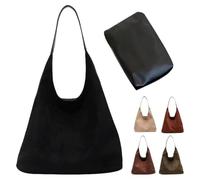 MAOAEAD Suede Tote Bag for Women, Slouchy Hobo Bag Large Capacity Shoulder Bags Stylish Vintage Top Handle Purse Handbag for Women (Black)