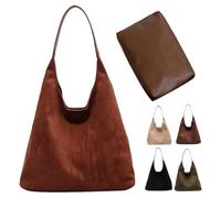 MAOAEAD Suede Tote Bag for Women, Slouchy Hobo Bag Large Capacity Shoulder Bags Stylish Vintage Top Handle Purse Handbag for Women (Brown)