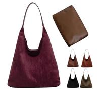 MAOAEAD Suede Tote Bag for Women, Slouchy Hobo Bag Large Capacity Shoulder Bags Stylish Vintage Top Handle Purse Handbag for Women (Burgundy)