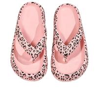 MAOAEAD Women's Heart-Print Leopard-Pattern Platform Flip-Flops | Thick Cushioned EVA Summer Beach Thong Sandals Non-Slip Casual House Slippers for Outdoor Pool