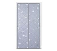 MAOBOZI Extra Thick Thermal Door Curtain 145x195CM, Full Frame Hook&Loop Auto Closer Door Curtain Self-Closing Privacy, for Air Conditioner Heater Room/Kitchen.- Gray - Pattern