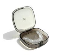 Maobuli Transparent Slim Retainer Case, Small Square Aligner Box, Thin Night Guard Container with Vent Holes, Portable Retainer Holder Compatible with Invisalign(Clear Black)
