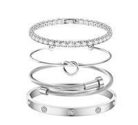 MAOCEN Women's Stainless Steel Bracelet Gold Plated Cuff Bangle With Cube Zircon Hinge Jewelry oval Bangle Witness the Gift of Love, no