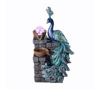 MAOCHI Tabletop Water Fountain Decor, Peacock with LED Glass Color Changing Globe,Relaxation Decorative Desktop Water Zen Fountain for Home/Office,Living Room Décor.13.78" Tall