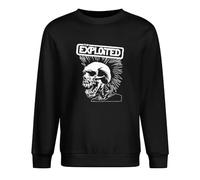Maodisen New Novelty Punk Skull Exploited Printed Men's Long Sleeve Crewneck 100% Cotton Pullover Unisex Sweatshirts Black XXXL