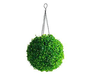 Maodom Artificial Boxwood Topiary Balls With Hanging Chains, Solar Lantern LED Outdoor Charging Induction Yard Solar Light, Indoor Outdoor Artificial Plant Ball Wedding Decoration