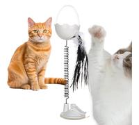 Maodom Cat Treat Dispenser Ball, Cat Leaky Food Toy with Feather and Light, Cat Slow Feeder Ball, Cat Treat Puzzle, Funny Interactive Catnip Toys for Playtime Hunting