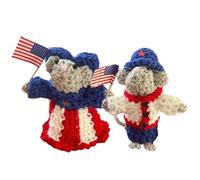 Maodom Crochet Toys - Mice Couple Crochet Positive Animals,USA Flag Design Patriotic Decor for Desks Shelves Cars Kids Christmas Valentines Graduation
