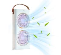 Maodom Electric Fan, Rechargeable Double-Head Desk Cooler Fan with 3 Speeds, Tabletop Air Cooler with Handle, Hot Weather Must Have for Camping Beach Apartment Home Picnic Traveling Dormitory Fishing