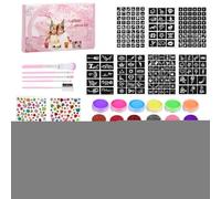 Maodom Face Painting Kit for Kids | Water Activated Face Paint Palette With Art Brushes And Stencils | Art Craft Facepaint Makeup Brush Stencils for Cosplay Birthday Children's Day Stage Celebrations