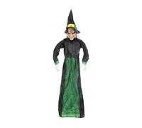Maodom Halloween Props Garden Flying Witch,Witch Pendant Party Flashing LED Eyes And Scary Sounds - Spooky Haunted House Prop for Yard Classroom Masquerade Ball Carnival Wall Entrance