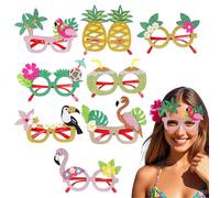 Maodom Hawaiian Glasses for Kids | 8 Piece Masquerade Eyewear,Tropical Dress Up Eyeglasses,for Themed Events Vacation Bars Summer Camp Barbecue Beach Birthday Family Reunion Picnic Masquerade