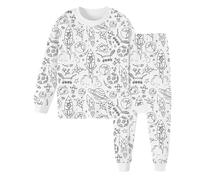 Maodom Pajama Coloring For Kids, Sketch Colorful Children's Pajama Set, Long Sleeve Top And Pants Pajamas Sleepwear Pjs Handicraft Toys For Kids Boys Girls